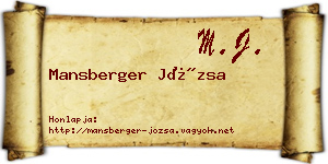 Mansberger Józsa névjegykártya